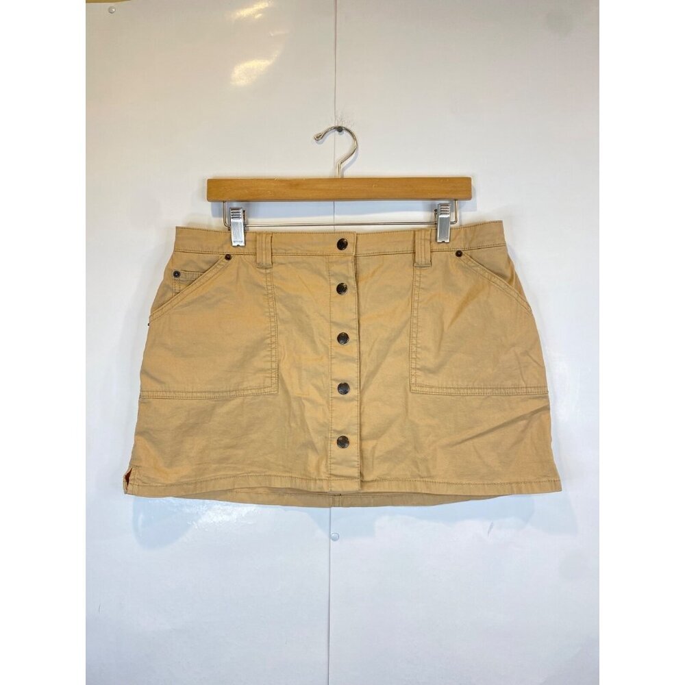 VTG Y2K Abercrombie & Fitch Khaki Mini Utility Skirt Snap Front Size Medium NWT